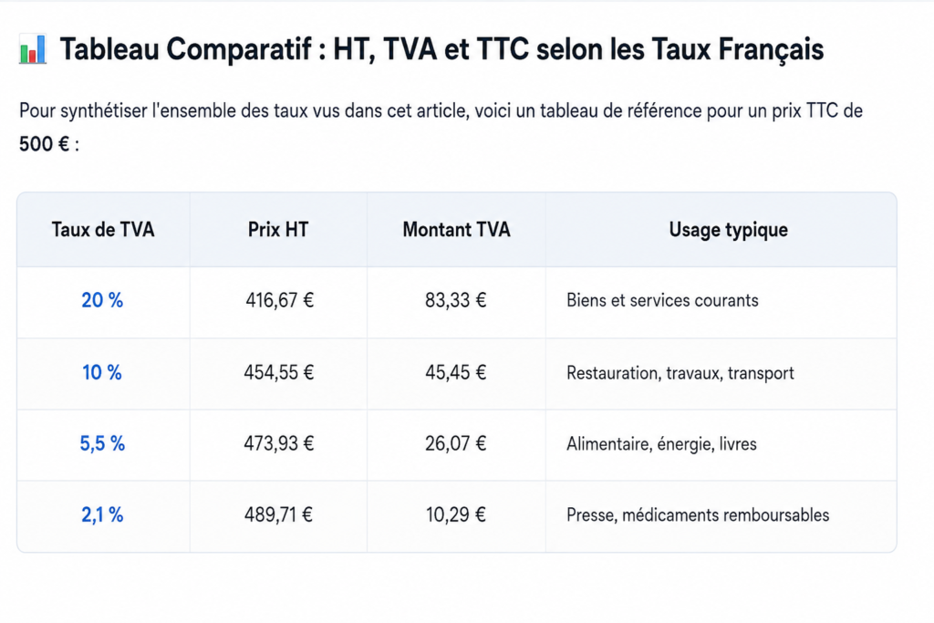 calculer la tva à partir du ttc